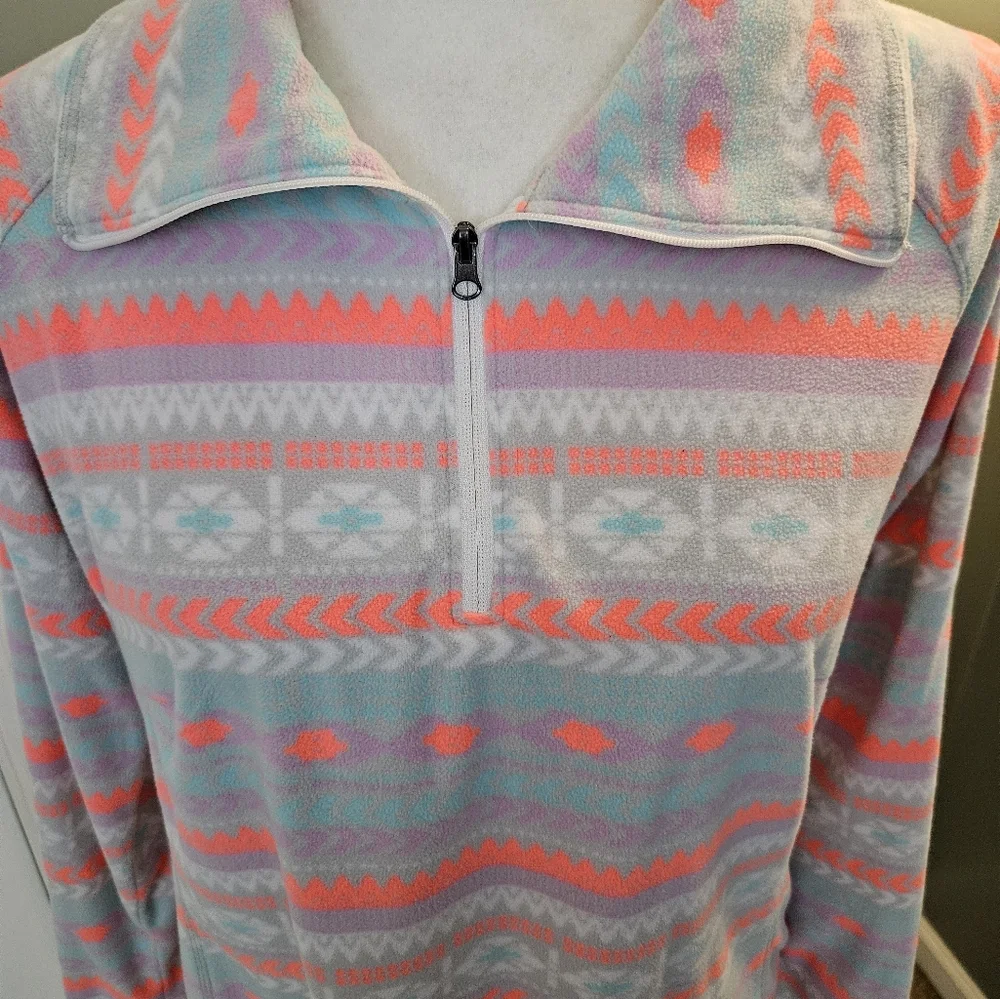 Columbia Gray and Pink Aztec Patterned Pullover Jacket Women's Size Large L